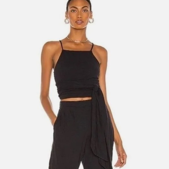 Free People Tops - Nwt Free People FP Beach Nikki Black Wrap Around Spaghetti Strap Tank Top SZ Sm